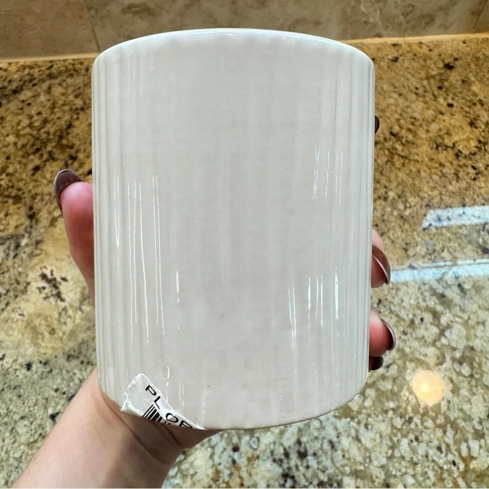 White Ceramic Ribbed Vase